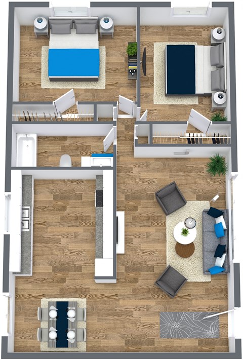 2 Bedroom 1 Bath 850 SqFt